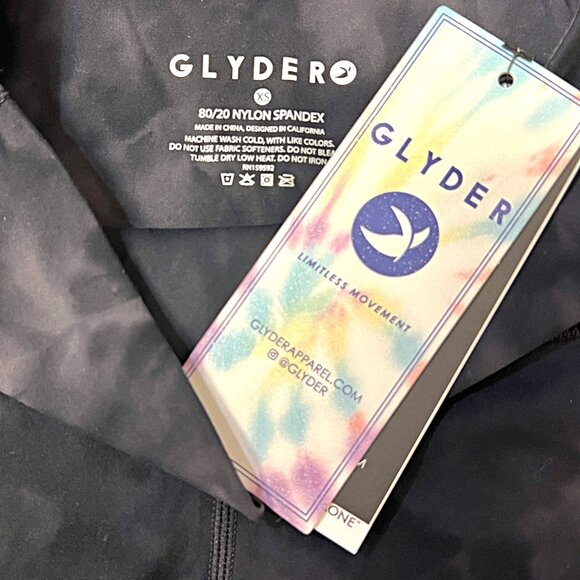 GLYDER Sultry High-Rise Yoga Leggings Full Length Workout Pants Black Tie Dye XS - Picture 6 of 6